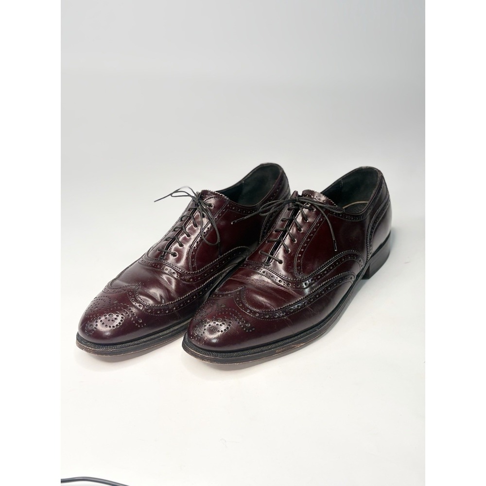 VTG French Shriner Men's 9.5 Burgundy Leather Dress Shoes Oxford Made in Italy